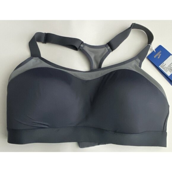 Brooks 38DD Dare Racerback Run 2.0 Sports Bra Asphalt Sweat Wicking Adjustable - Picture 5 of 10